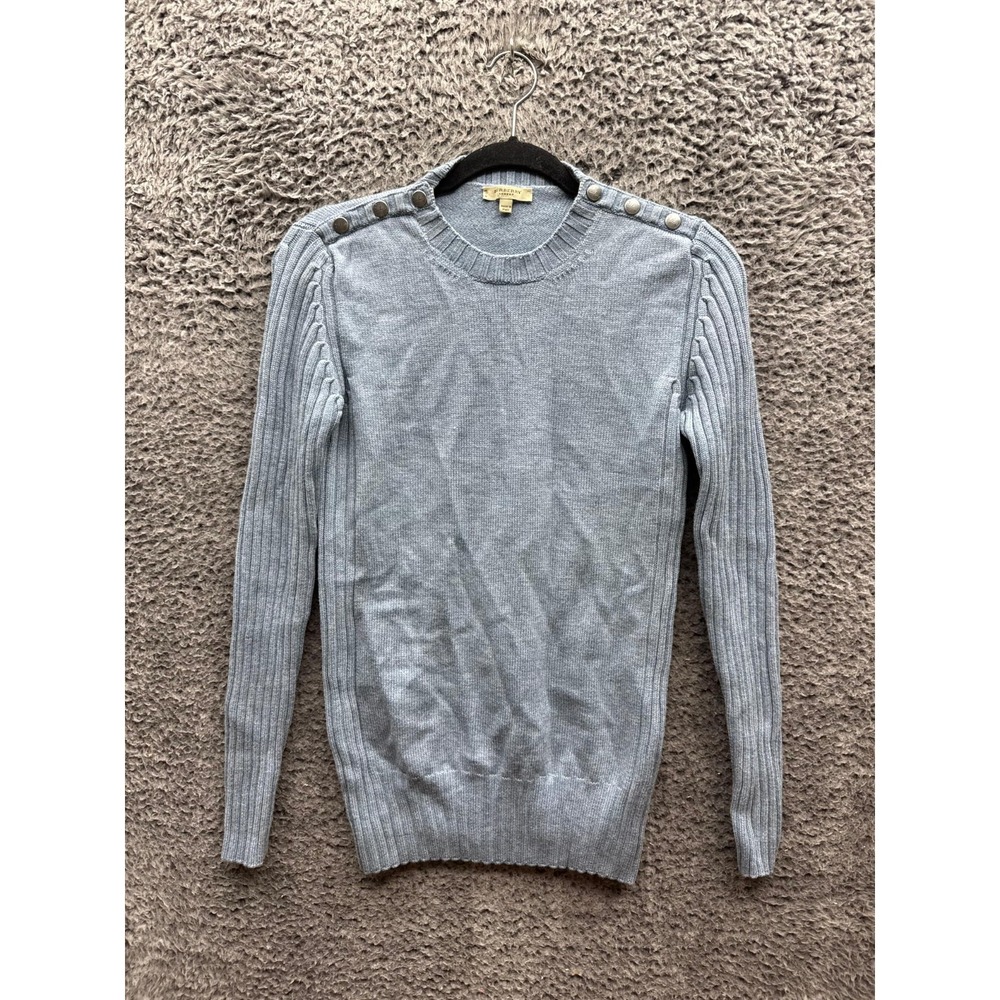 Burberry London Merino Wool Knitted Pullover Sweater Light Blue Womens Sizeâ L